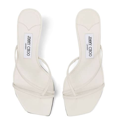 Womens Jimmy Choo White Etana 50 Leather Heeled Mules Harrods UK