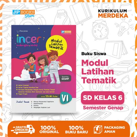 JP Books Buku Siswa Sekolah Modul Latihan Tematik INCER SD Kelas 6