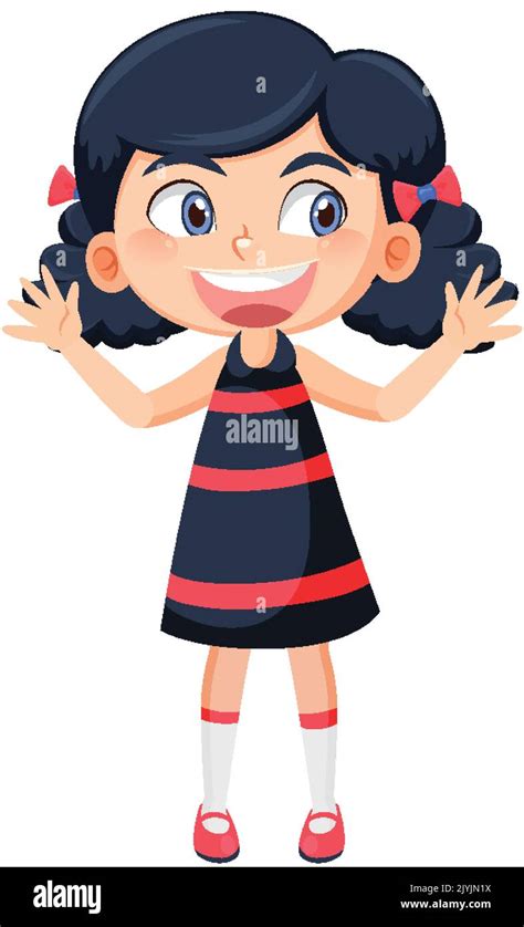 Cute Girl With Curly Hair Cartoon Illustration Stock Vector Image And Art Alamy