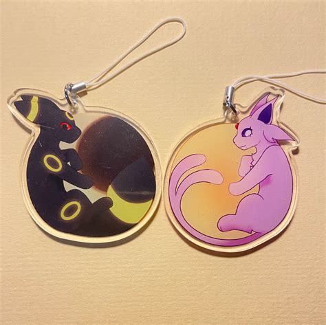 Cute Pokémon Espeon And Umbreon Matching Keychains Etsy