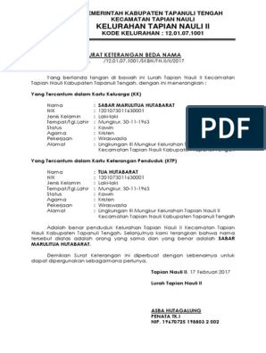 Detail Surat Keterangan Beda Nama Koleksi Nomer