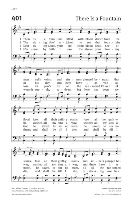 Christian Worship Hymnal 401 There Is A Fountain Filled With Blood