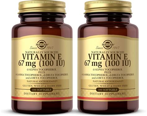 Amazon Solgar Vitamin E 67 Mg 100 IU 100 Mixed Softgels Pack