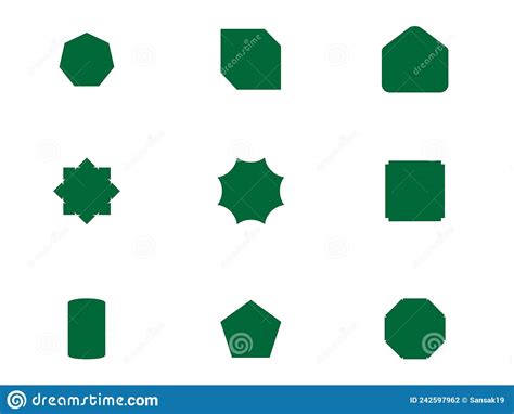 Geometric Shapes Black Silhouette Icon Set Outline Cartoon Abstract