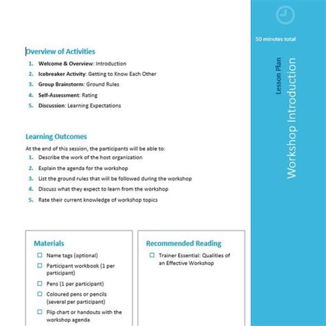 workshop introduction lesson plan hwts wash resources