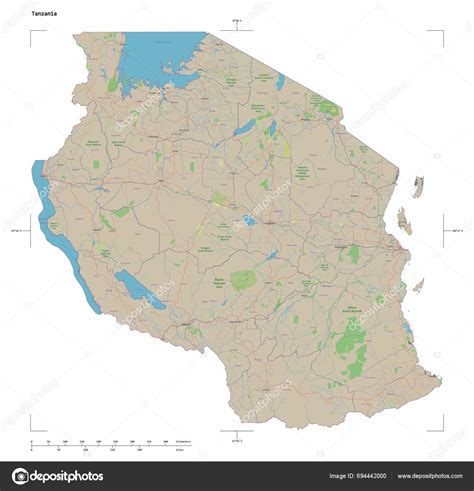 Shape Topographic Osm Standard Style Map Tanzania Distance Scale Map ...