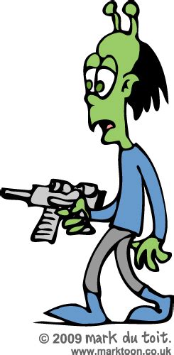 Cartoon Alien With Laser Gun Clip Art Library