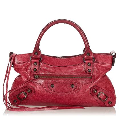 Balenciaga Red Motocross Classic First Leather Satchel Ref 340419