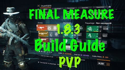 The Division 1 8 3 Final Measure Build Guide PVP YouTube