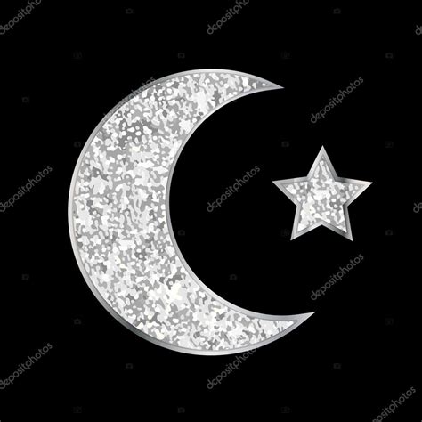 Silver glitter moon and star — Stock Vector © IShkrabal #113676266