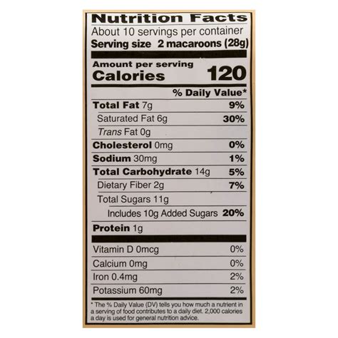 Two Bite Macaroons Coconut Original Nutrition Facts