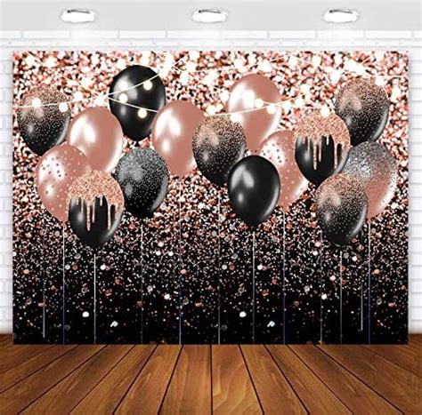 Sensun Black And Rose Gold Backdrop For Birthday Graduation Prom Photography