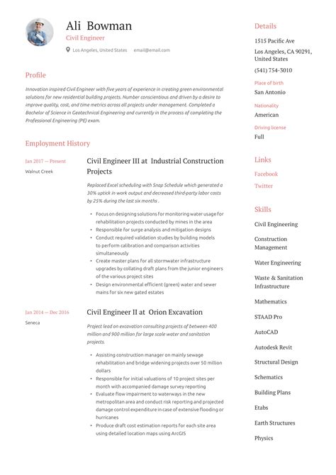 Civil Engineer Resume And Writing Guide 12 Resume Templates 2019