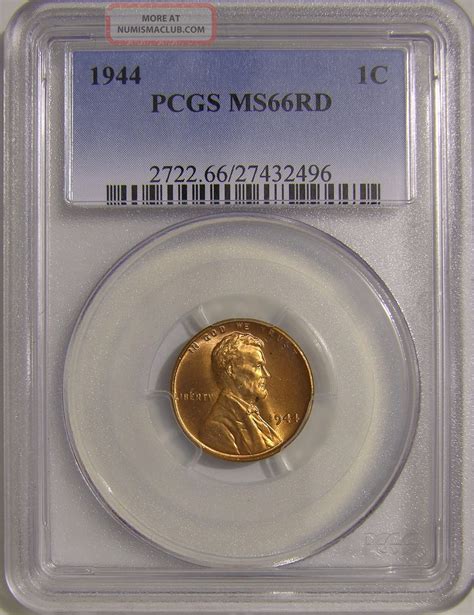 1944 P Lincoln Wheat Pcgs Ms 66 Red Ah 059