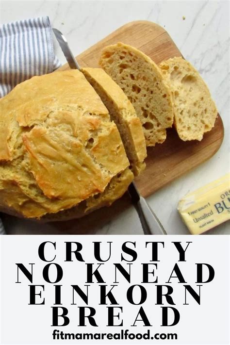 Crusty No Knead Einkorn Bread Dutch Oven Fit Mama Real Food Recipe Einkorn Bread Real