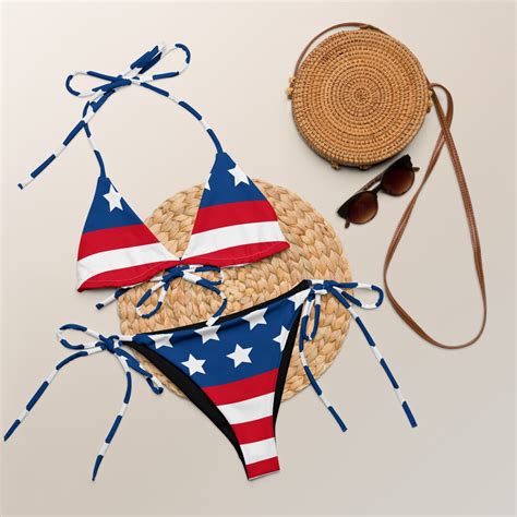 Womens Patriotic USA Flag String Bikini Etsy