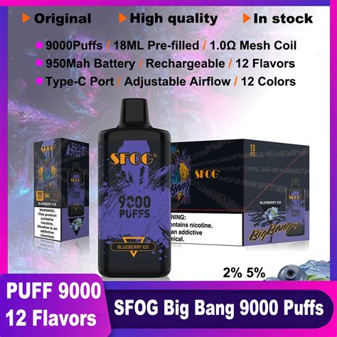 SFOG Original Puff 9000 Disposable Vapes Big Bang 9000 Puff 9k Vape