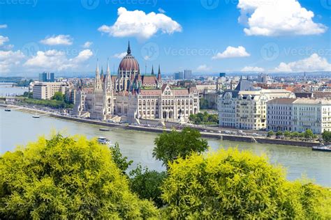 Hungary, panoramic view of the Parliament and Budapest city skyline of ...