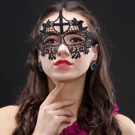 10pcs Lot Black Woman Mask Sexy Lady Lace Masks Cutout Eye Mask For