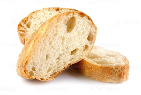 Ciabatta Loaf Of Bread Cut In Half Isolated On White Background