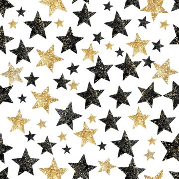 Black And Gold Glitter Star Pattern, Abstract, Artistic, Astral PNG ...