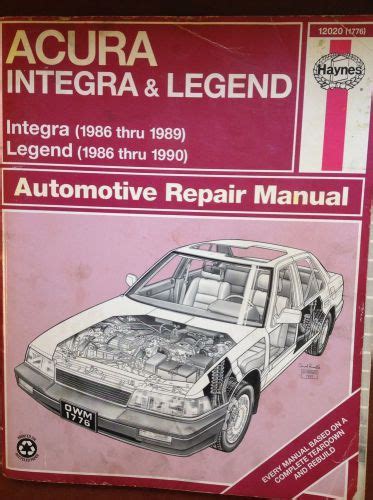 Sell Haynes Repair Manual Acura Integra 1986 1989 And Legend 1986 1990