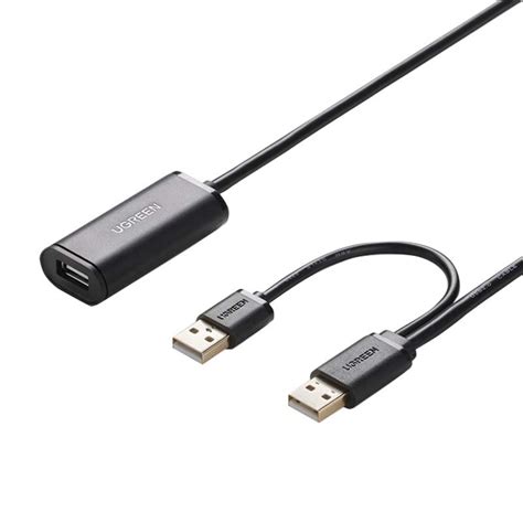 UGREEN US137 Kabel przedłużający 2x USB 2 0 aktywny 10m czarny