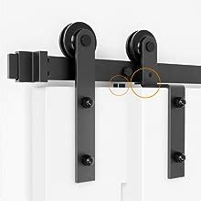 WINSOON 6 6FT Single Track Bypass Sliding Barn Door Hardware Kit For