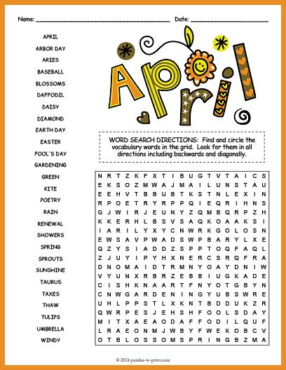 April Word Search