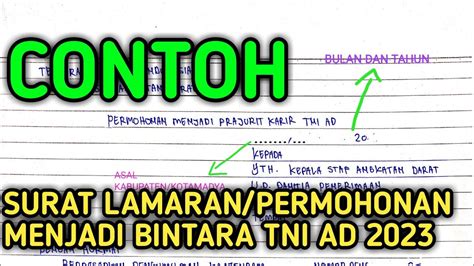 Contoh Surat Permohonan Menjadi Bintara Tni Ad Youtube