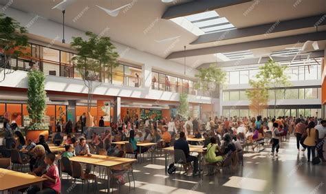 Premium AI Image | school cafeteria filled with students enjoying ...