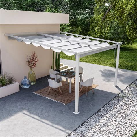 Gazebo Pergola X M In Alluminio Bianco E Con Tetto Scorrevole Norris