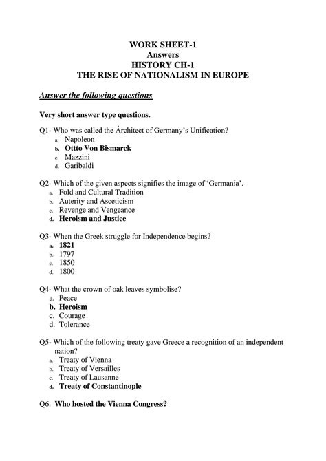 SOLUTION: Nationalism in europe worksheet 1 with answers - Studypool