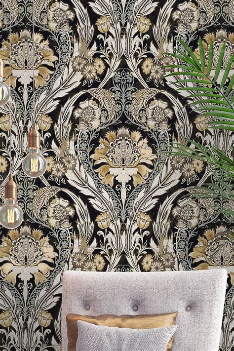 black on black damask wallpaper 7