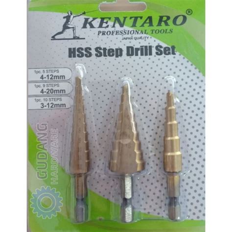 Jual MATA BOR BESI PAGODA STEP DRILL 3PCS KENTARO JAPAN QUALITY