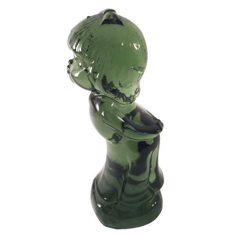 Vintage Fenton Green Glass Kissing Girl Figurine Depop