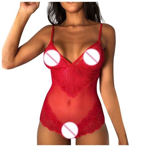 Mesdames Lingerie Sexy Transparente Une Pi Ce Pyjama En Dentelle