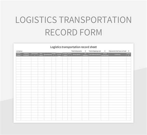 Free Logistics Templates For Google Sheets And Microsoft Excel Slidesdocs