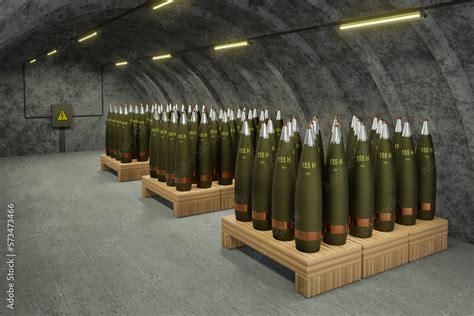 Underground Military Storage Of 155mm Artillery Gun Shells 3D