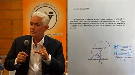 Renuncia Jorge Ramos Al Partido Acci N Nacional Esquina