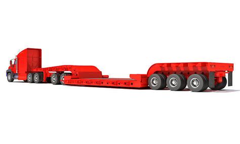 Semi Truck with Lowboy Trailer 3D model | CGTrader