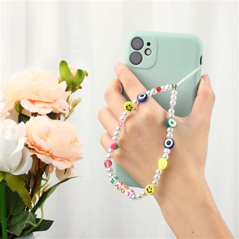 6 Stücke Handy Charm Kette Perlen Handy Lanyard Handgelenk Gurt Perlen