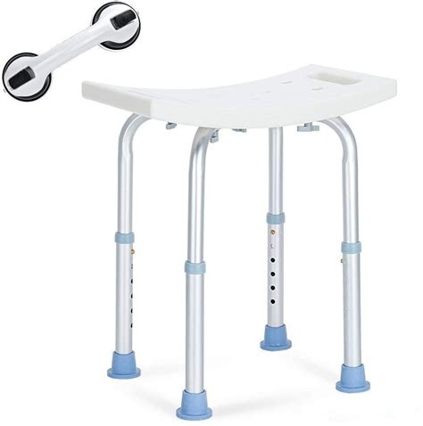 Oasisspace Shower Chair Adjustable Bath Stool With Free Assist Grab