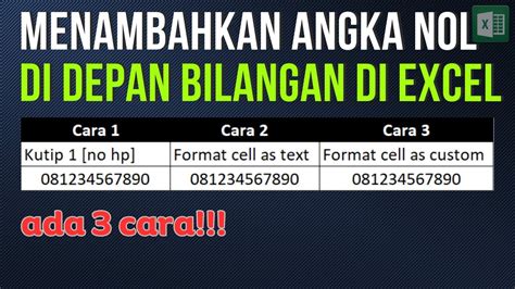 Tips Cara Menambahkan Angka Nol Di Depan Pada Excel Agar Tidak Hilang