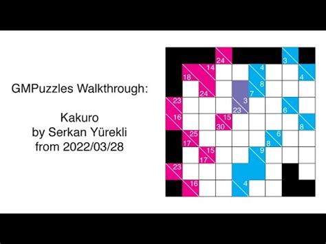 Gmpuzzles Kakuro By Serkan Y Rekli Youtube