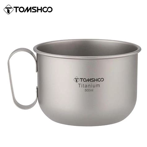 Tomshoo Taza De Titanio De 500ml Con Tapa Y ASA Taza De Caf Para