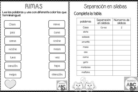 Fabuloso Material Para Trabajar La Separación De Sílabas Y Rimas