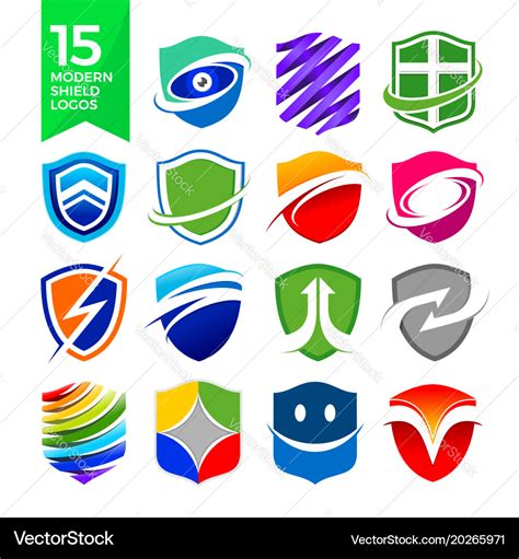 15 Modern Shield Logos Design Royalty Free Vector Image