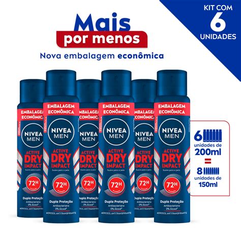 Nivea Men Desodorante Antitranspirante Aerosol Dry Impact 200Ml 6