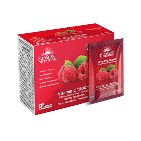 Vitamin C Mg Effer Pwd Raspberry X G Sunshine Nutrition